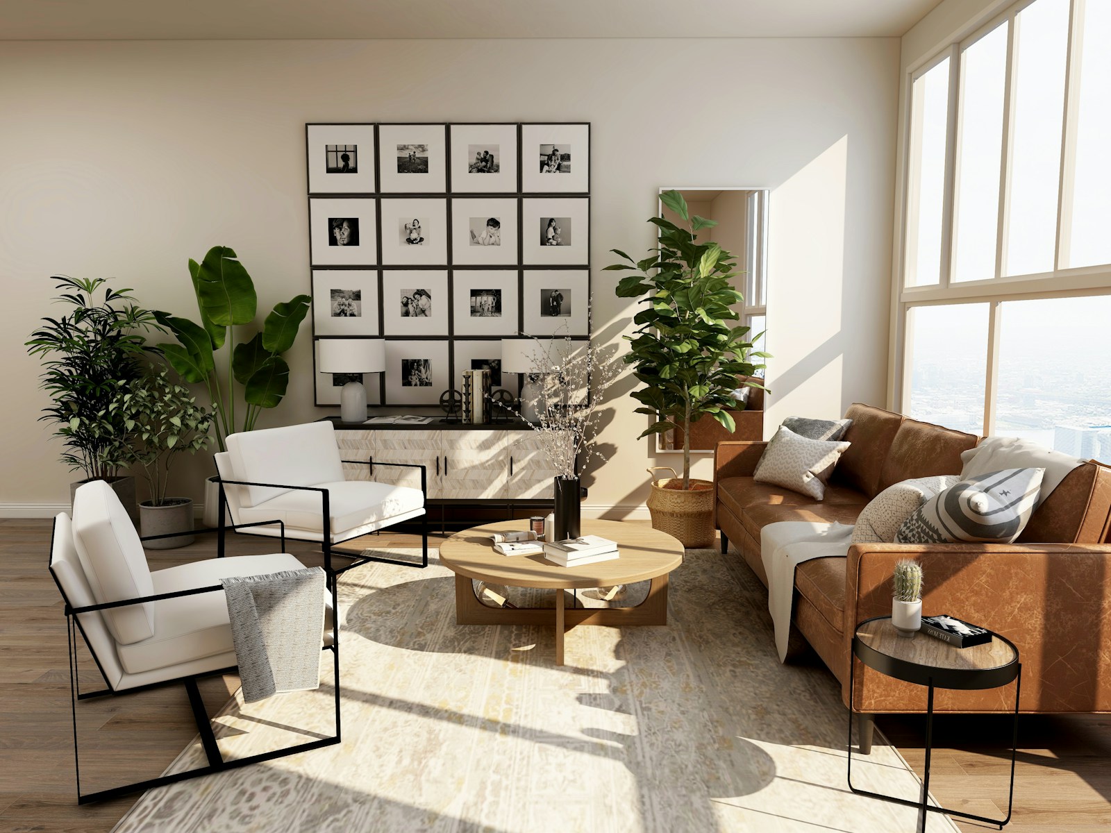 Sala de estar com luz natural, imagem ilustrativa de um projeto de moradia